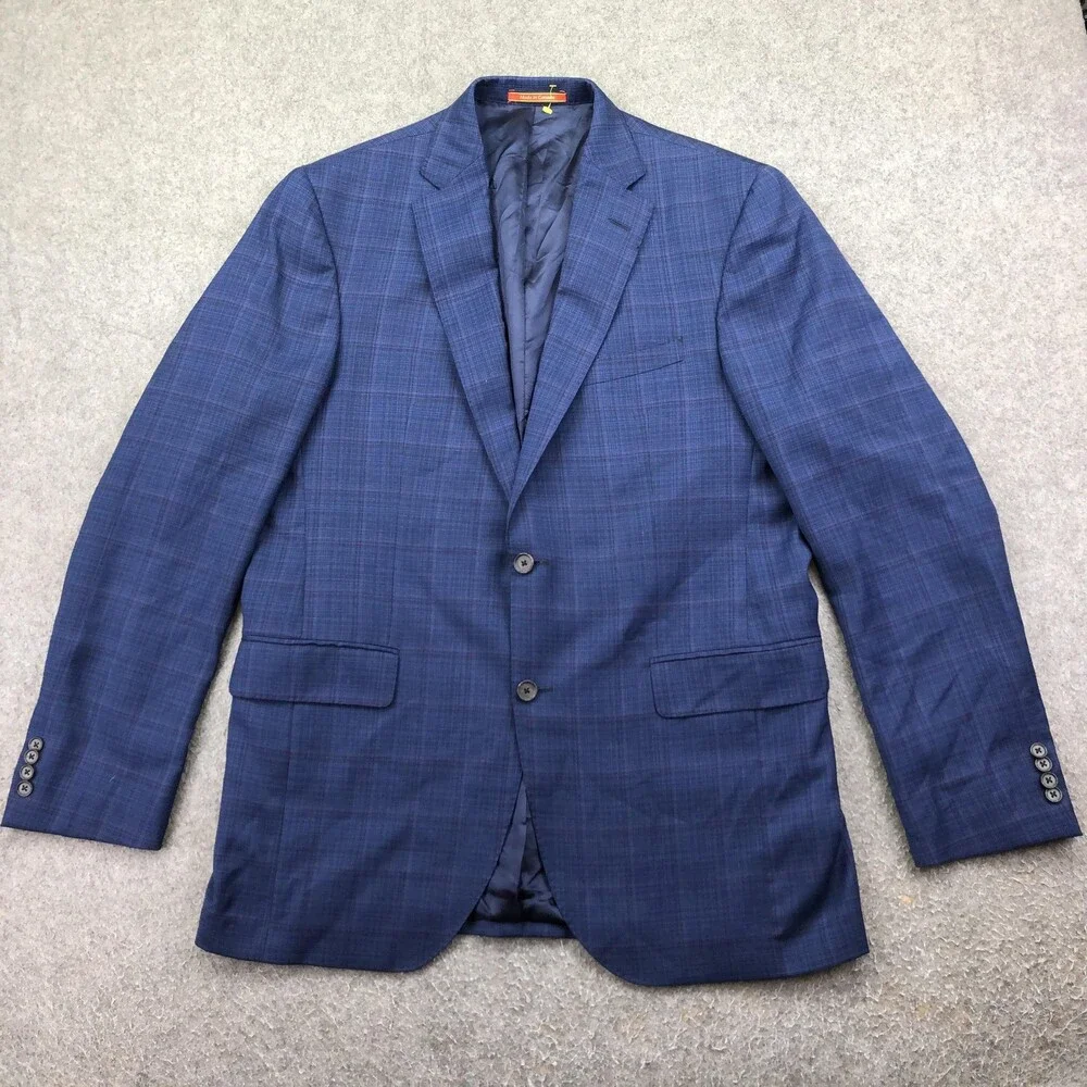 Cremieux Blazer Mens 42L Blue Plaid Loro Piana Wool Sport Coat Jacket Canada